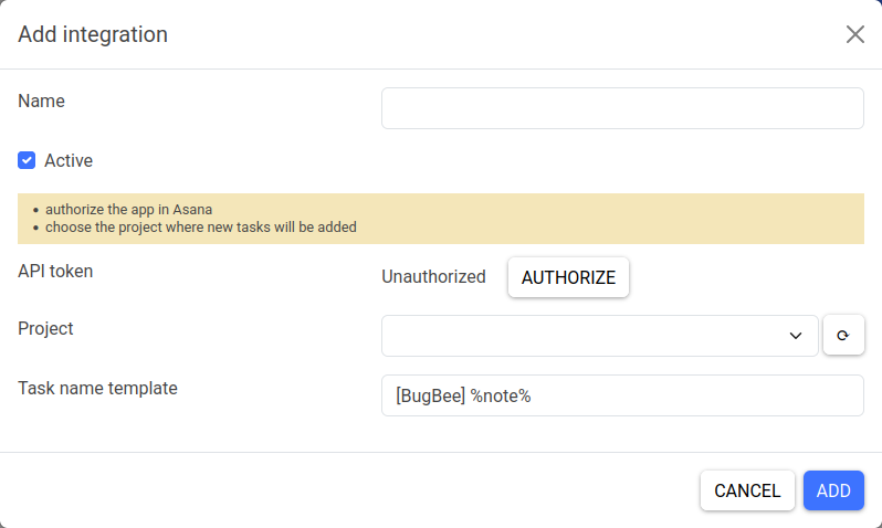 Integration with Asana