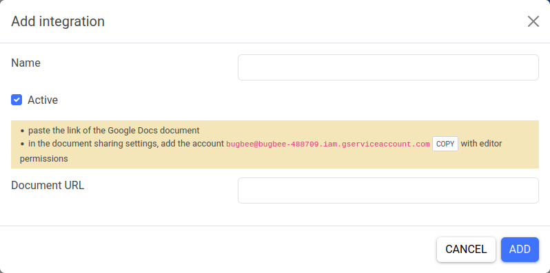 Integration with Google Docs