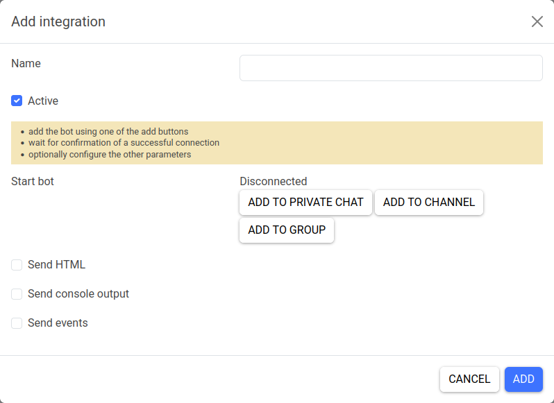 Integration with Telegram